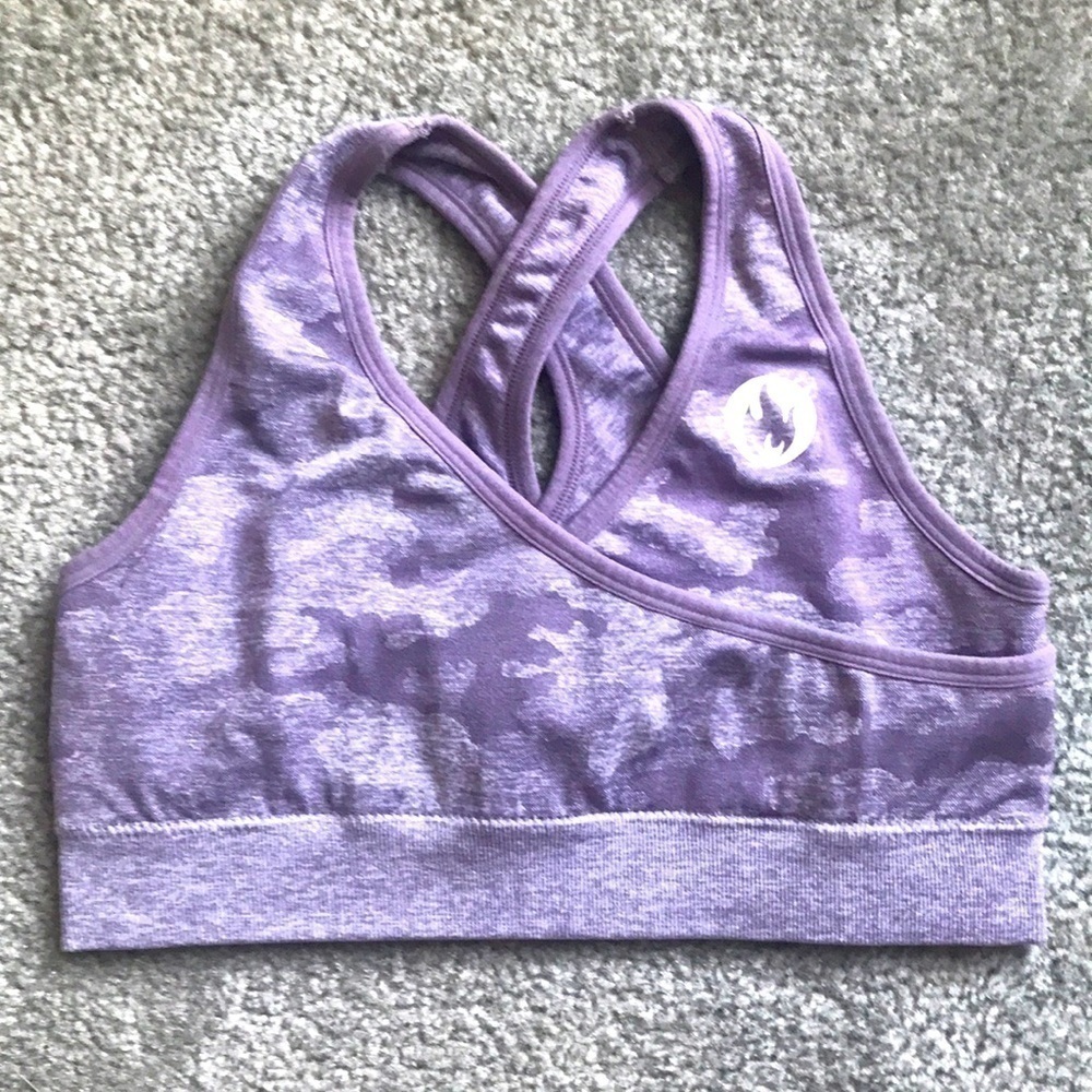 NWOT LiveSore CrossFit Bra | Grape Camo
